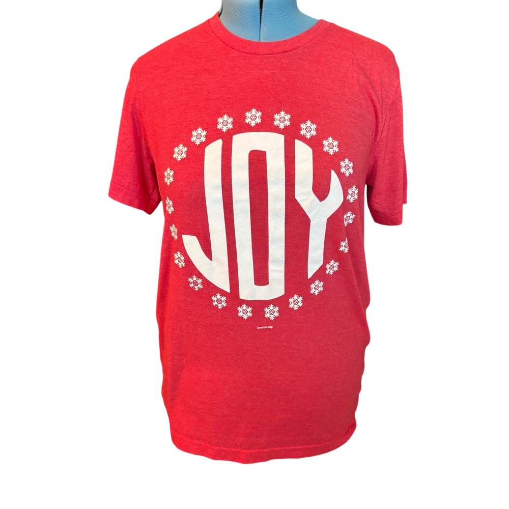 Bella Canvas Joy Snowflake Christmas T-Shirt Red Heather Short Sleeve Large